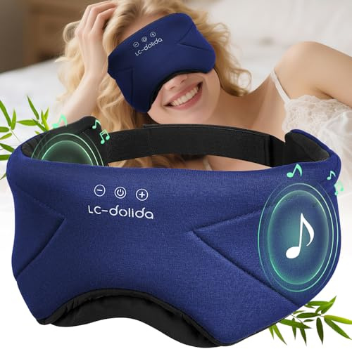 LC-dolida Bluetooth Schlafmaske mit Kopfhörern, Komplettes Blackout & Weich