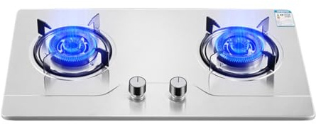 Double-burner Gas Stove with Pure Copper Burner Cover,LPG/natural Gas Dual-purpose,Stainless Steel Cooktop 5.2KW,Suitable For Home Outdoor Cooking(NG)