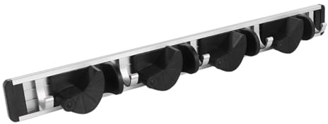HEALSOPTHY Estante De Almacenamiento De Pared Metal Para Colgar Escobas Simple Cuatro Ganchos De Aluminio Para Jardín Cocina y Trastero