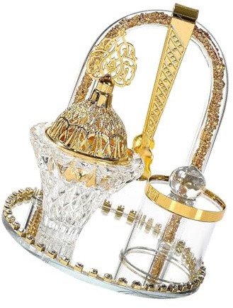 Arabic Styles - Juego de soportes para inciensos de cristal y metal, con charola y clip para decoración del hogar, banquetes, chimeneas, quemadores de incienso de metal