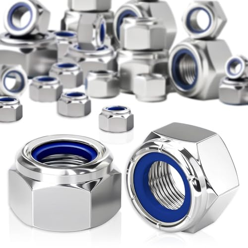 M8 Muttern Edelstahl A2 V2A Selbstsichernde Muttern 100 Stück DIN985 Mutter Sechskantmuttern Sechskantmutter Niro SchraubenMuttern Selbstsichernde Kontermuttern Set