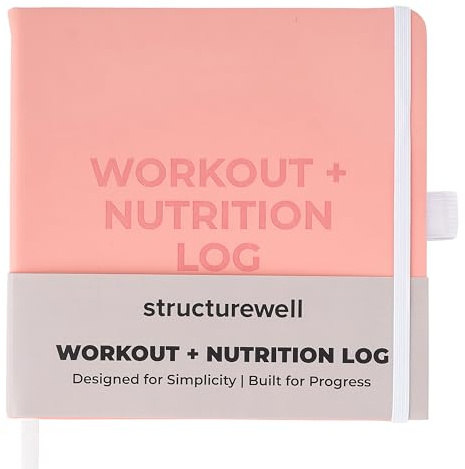 Structurewell Workout + Nutrition Log – 12 Week Fitness Tracker, Workout Log Book, Gym Planner, and Food Journal | Daily Exercise, Diet, Weightlifting, and Nutrition Log (Soft Blush)