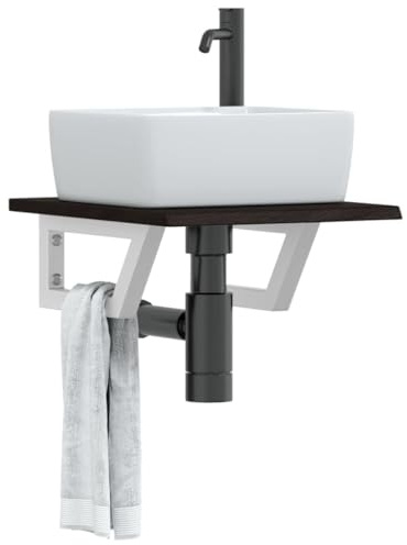 Set Di Mobili Da Bagno Con Lavabo, Piastra Lavabo Con Supporto in Acciaio E Rovere Massello, Per Bagno, Soggiorno, Sala Da Pranzo, Cucina, Moderno, Facile Da Installare