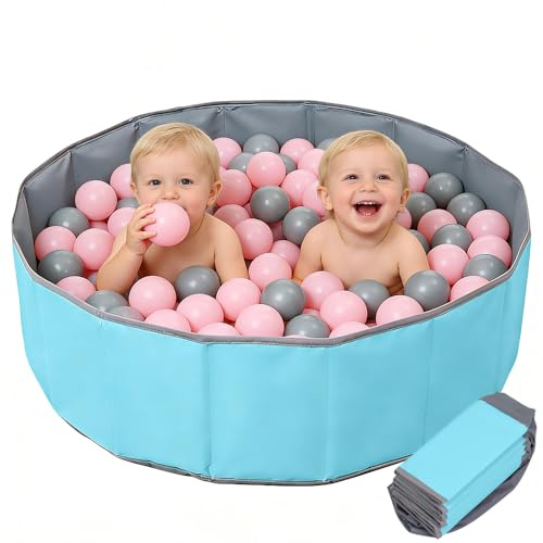 CLIUNT Baby Ball Pit, 80CM Foldable Kid Balls Pool Round Playpen, Dog Pool Pit for Kid or Pet, Without Ball Pit Balls (Blue)
