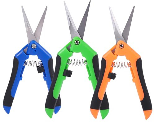 Vexnaro Tijeras de Podar Jardin 3 Piezas, Tijeras de Jardineria Acero Inoxidable con Cuchillas Rectas y Mango Ergonomico, Tijeras de Mano para Plantas Flores Frutas y Hortalizas con Cierre Seguridad