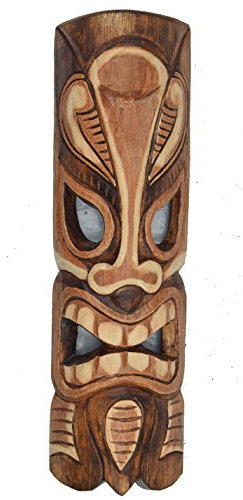 Maschera da parete in legno, lunghezza 50 cm, in stile Tiki Hawaii
