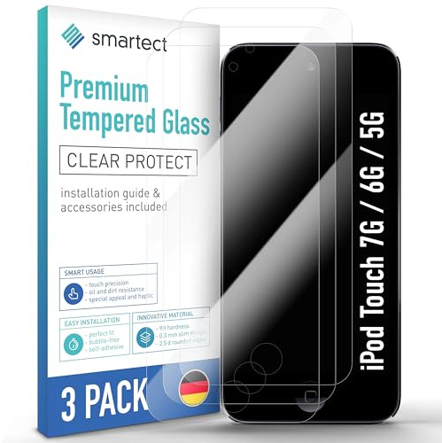smartect Schutzglas 3 Stück für iPod Touch 7G / 6G / 5G | HD Panzerfolie Anti-Kratzer, Displayschutz 0.3 mm Ultra-klar, 9H Härte, Stoßfest, Blasenfrei