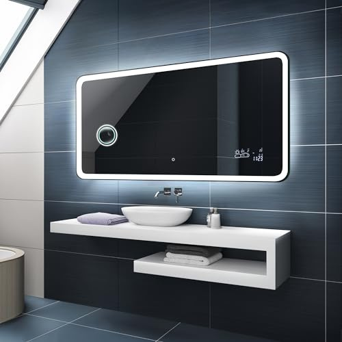 Badspiegel mit Beleuchtung - Led Spiegel Bad - 100x70 - Badezimmerspiegel Nach Maß - auf Individuelle Bestellung Gefertigt - Modernes Design - Ohne Rahmen