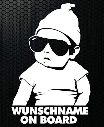HR-WERBEDESIGN 1x Aufkleber Wunschname ON Board Sticker Hangover Baby Auto Kind fährt mit FUNmy