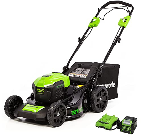 Greenworks 40V 21 Brushless Cordless (Self-Propelled) Lawn Mower (75+ Compatible Tools), 5.0Ah Battery and Charger Included