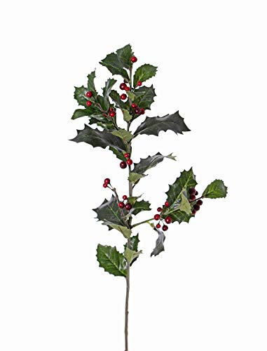 artplants.de Künstlicher Ilexzweig TIBAR mit Beeren, grün, 75cm - Zweig künstlich