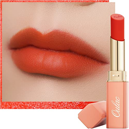 Oulac Rossetto Matte Lunga Durata Opaco - Rossetto e Fard, Arancio Rossetti, Altamente Pigmentato, Nutriente Effetto Velluto, Finish Matte e Cremoso, Copertura Totale, Vegan,3.6g(Y10)