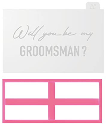 LissieLou Will You Be My Groomsman Cookie Cutter and Stamp Bridal Party Icing Stamp Fondant Embosser - Pink