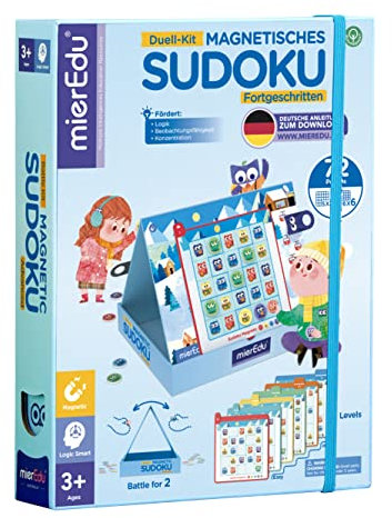 mierEdu Magnetisches Sudoku für Kinder – Duell Version – Logikspiel zur Förderung von Motorik & Konzentration – Magnetspiel ab 3 Jahre für Zuhause & Reisen – Gesellschaftsspiel für 1-2 Spieler