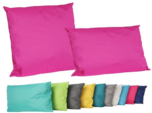 JACK 2er Set Outdoor Lounge Kissen Set 45x45cm + 30x50cm Dekokissen Inkl. Füllung Wasserfest Sitzkissen Garten Lotus Effekt, Farbe:Pink