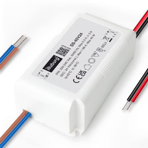 illuburg Transformador LED 24V 45W Sin Parpadeo para Tira LED Alimentador Fuente de Alimentación Driver