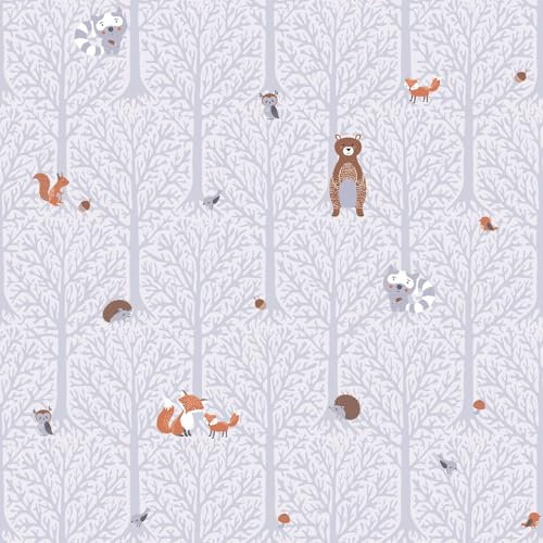 Profhome Wald Tapete 381191-GU Vliestapete grau orange braun weiß 0,53 m x 10,05 m / 5,33 m2