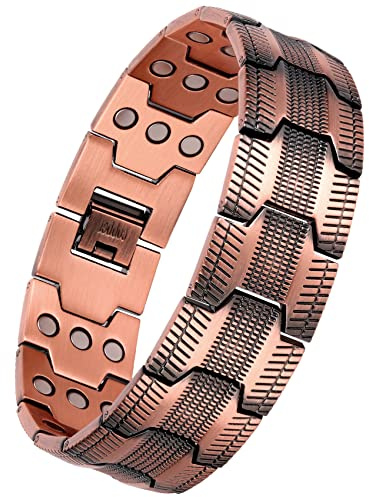 Jeracol 99% Pure Copper Bracelet for Men,Magnetic Bracelet Men with 57pcs Strength Magnets,Sizing Tool&Jewelry Gift Box