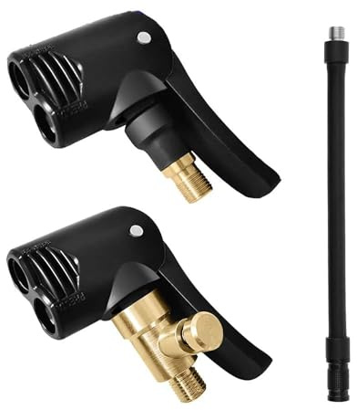 LbsAMP Reifenfüller Schlauch mit 2 Stück Messing Amerikanisches und Französisches Standard-Reifenventil Hebelstecker Air Chuck Reifenfüllschlauch Autoventil Adapter für Auto Fahrrad Motorrad