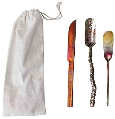 Creative Co-Op Forged Copper, Set of 3 Styles, Multicolor Cheese Knives