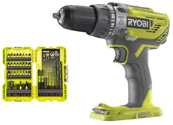 Pack RYOBI - Perceuse à percussion R18PD3-0 - 18V One+ sans batterie ni chargeur - Coffret 38 accessoires perçage-vissage-boulonnage RAK38DSDI2