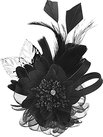 Feder Pin Brosche, Damen Feder Blumen Brosche Zubehör Party Anstecknadel Schal Clip Broschen für weibliche Mädchen Party Kleid Ansteckblume Dekoration Schmuck