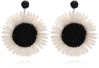 TOECCY Rattan Ohrringe für Damen Sonnenblumen Tropfen Ohrringe Boho Ohrringe Böhmische Statement Ohrringes Schmuck Geschenk für Frauen Sommer, Strand