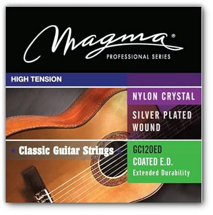 Magma - 1 Satz beschichteter Saiten für spanische Gitarren aus versilbertem Kupfer, 1°, 2° und 3° Nylon Kristall - Hochspannung - (GC120ED)