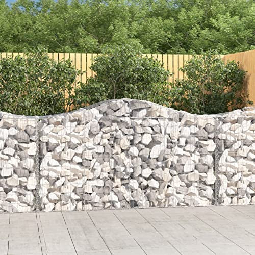 Homgoday Gabbioni con arco alto, 2 cesti in filo metallico, per gabbioni, per giardino, 200 x 50 x 100/120 cm, in ferro zincato