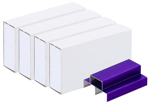 PATIKIL Heftklammern für Hefter 4 Pack(1000Stk Heftklammern pro Pack) #10 Mini 3/16 Länge Heftklammern Staufrei für Zuhause Bürobedarf Lila