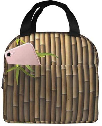 WURTON Spring Bamboo Print Lunch Bag Reusable Lunch Box Work Bento Cooler Tote Picnic Boxes Shopping Bags