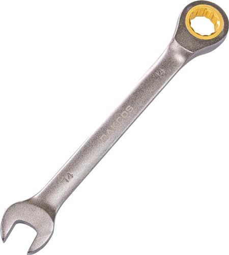 DAKCOS Llave Fija con Carraca Llave Combinada de trinquete de 14mm, Cr-V