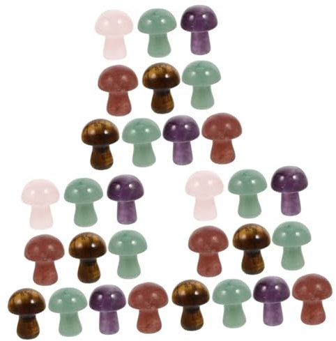 Yardwe 30stücke Miniatur Pilz Ornament Aus Kristall Natürliche Steindekoration Für Terrarien Garten Und Wohnaccessoires Farblich Sortiert Langlebig Und Einzigartig Für Kreative