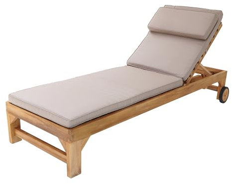 AXI Rama Gartenliege aus Teak Holz mit Kissen | Sonnenliege aus Teakholz mit verstellbarer Rücklehne - 4 Positionen | Sonnenbett / Liege mit Rollen für Draußen / Garten