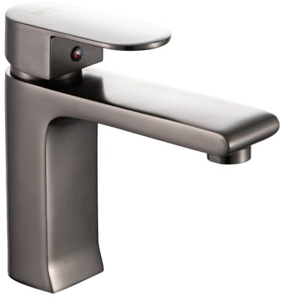 INEX EUROPA Robinet de lavabo mitigeur 99002i GRY en acier inoxydable avec hauteur régulière et design de couleur grise