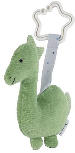 Sterntaler Spielzeuganhänger Dino Rexi - Kinderwagen Spielzeug aus weichem Feincord - Baby Spielzeug zum Aufhängen - Spielbogen Anhänger mit Sternförmiger Aufhängung, steingrün
