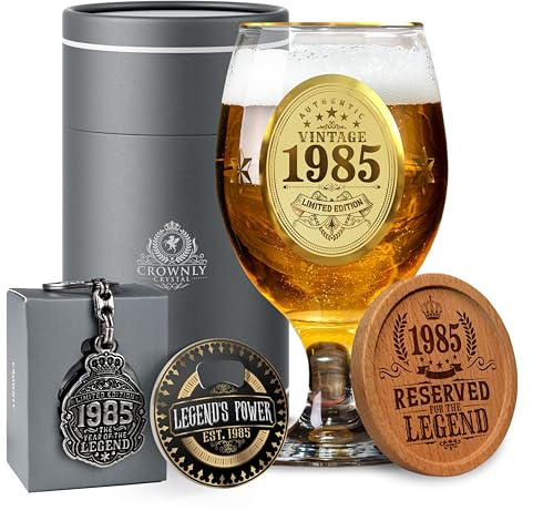 CROWNLY CRYSTAL 1985 Geschenk Zum 40 Geburtstag Für Männer Personalisierte Biergläser Mit Gravur Deko Zum Geburtstag Geschenk Für Freund Bruder Mann