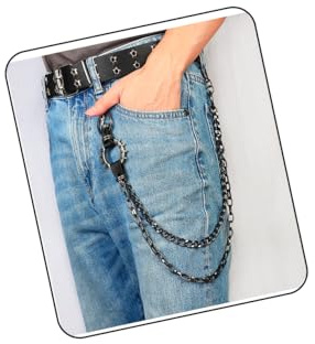 Eigso Double Layers Rock Punk Spikes Waist Chain for Woman Man Unisex Rivets Jeans Chains for Women Men