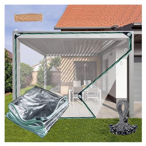 VXHCS Transparent Waterproof Tarpaulin Outdoor Transparent Tarpaulin Curtains 430g/㎡ PVC Rectangular Tarpaulin Insulated Door Curtain Garage Curtains(2.8x2m)