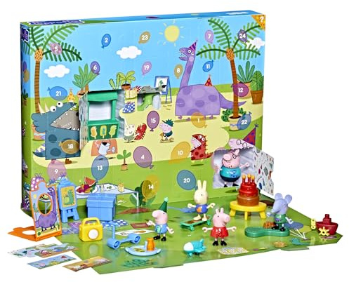 Peppa Pig George's Party Advent Calendar with 24 Surprise Toys and Stickers Including 5 Figures, Preschool Toys for Girls and Boys 3 and Up (Amazon Exclusive)
