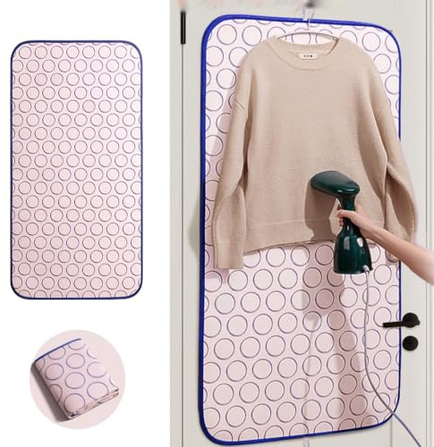 IMUNKT Handheld Garment Steamer Press Pad, Hanging Over Door Ironing Mat, Heat-Resistant Clothes Steamer Pad For Home/Travel, Foldable Door Iron Mat With Hooks(60x120cm/24x47in)