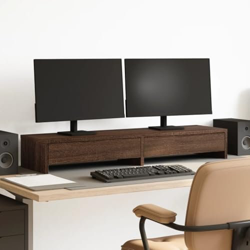Xichuzi Monitorständer mit Schubladen Eichen-Optik 100x27x15 cm, Monitor Erhöhung, Schreibtischaufsatz, Monitor Erhöhung Schreibtisch, Bildschirm Erhöhung, Schreibtisch Regalaufsatz - 854676