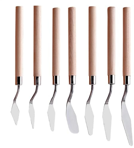 Set di 7 spatole per pittura artistica, per pittura a olio, per pittura a | olio, con manico in legno per mescolare, distribuire e decorare i colori