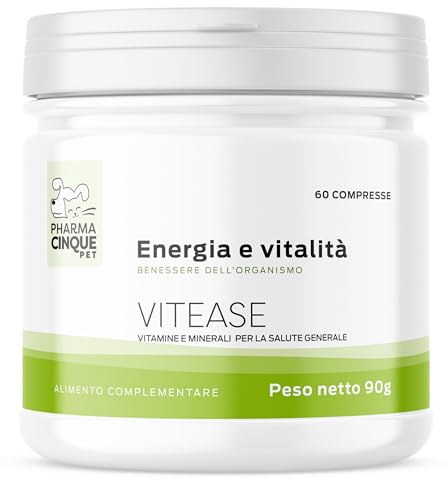 VITEASE Suplemento Multivitamínico para Perros y Gatos Energía, Vitalidad y Bienestar General, Soporte Vitaminas y Minerales, 60 Tabletas