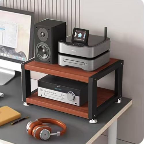 QSPNVFB Mueble HiFi Mesa Gabinete De Almacenamiento De Medios, Pequeño Estante De Audio Tower Cabinet, Soporte For Componentes AV Estéreo Tocadiscos(Brown,2-Tier)