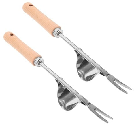 BESPORTBLE 2pezzi Da Diserbo in Acciaio Inossidabile Estrattore Portatile Per Sarchiatore Diserbo Manuale Manico in Legno