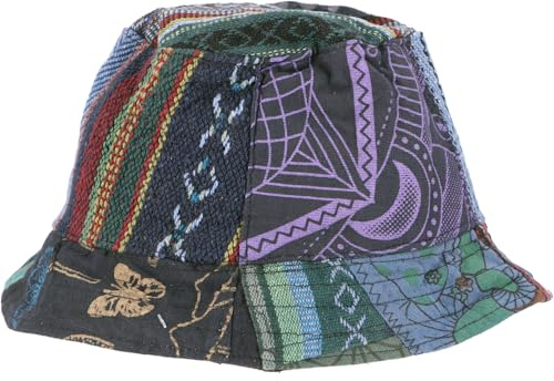 GURU SHOP Sommerhut,Patchwork Schlapphut, Fischerhut, Sonnenhut - Blau, Herren/Damen