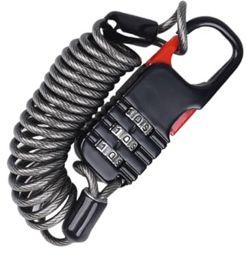 Motorcycles Helmet Lock - Retractable Cable Lock, Helmet Lock Bikes | 3 Digit Combination Security Lock, Handlebar for Helmet, Luggage, Electric Scooter, Motorcycles, 2.36x0.79x0.39 in