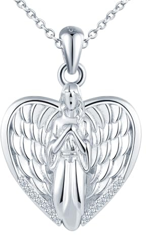 MICSAVI Angel Photo Necklace 925 Sterling Silver Picture Locket Personalised Necklace for Women Girls, Wings Pendant with 19.69 Inch Chain Adjustable for Mum Girlfriend Daughter