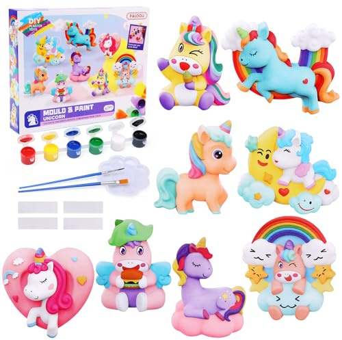 BelleStyle Einhorn Bemalen Set, Kunst und Handwerk Gips Bastelset Malen Set für Kinder 6 7 8 9 10 11 12 Jahre, Kreativ Basteln Spielzeug Kindergeburtstag Geschenk für Mädchen Jungen 6-12 Jahre